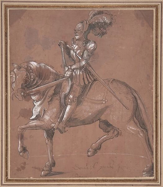 Knight Horseback ca 1520 Pen black ink grey washes