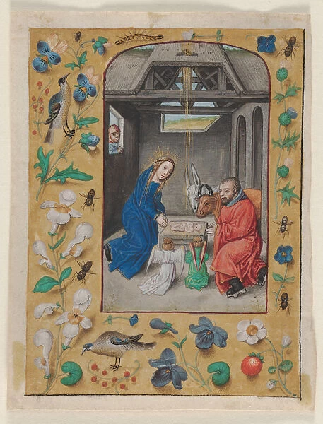 Leaf Excised Book Hours Nativity 1480 Master
