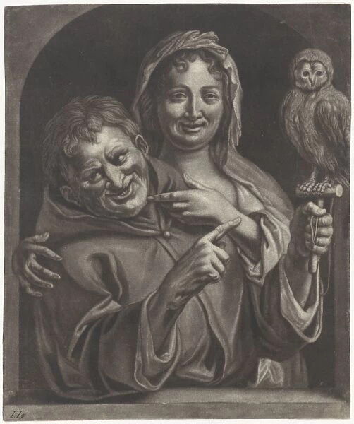 Man with owl in window, Anonymous, Jacob Jordaens (I), 1650 - 1800