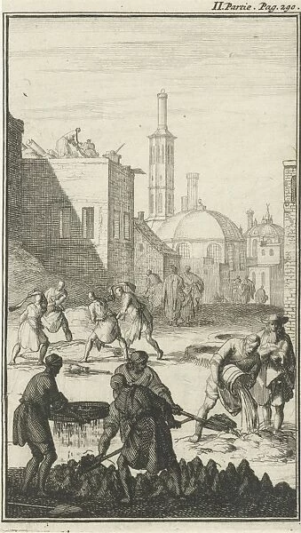 Manufacturing of lime in Persia, Jan Luyken, Charles Angot, 1689