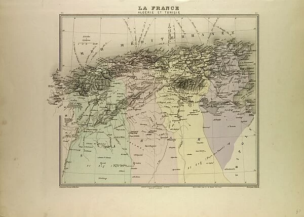 Map of Algeria and Tunisia, 1896
