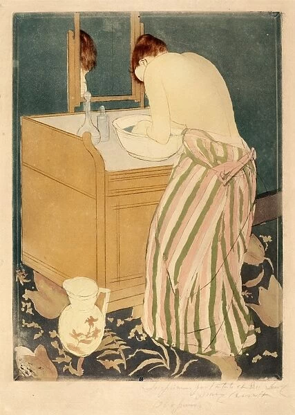 Mary Cassatt, Woman Bathing, American, 1844 - 1926, 1890-1891, color drypoint