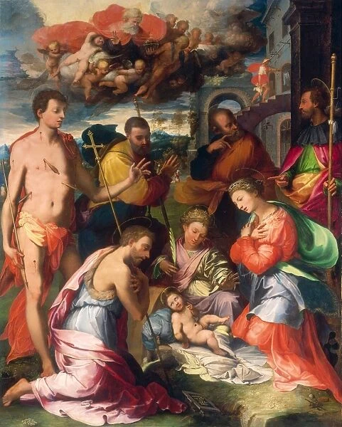 Perino del Vaga, The Nativity, Italian, 1501-1547, 1534, oil on panel transferred