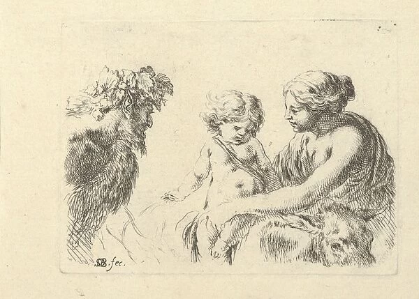 Plate 6 woman right holding child sitting atop