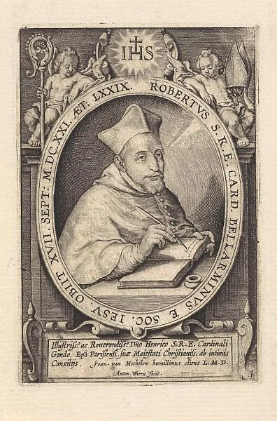 Portrait of Cardinal Robert Bellarmine, at the age of 74, print maker: Antonie Wierix III