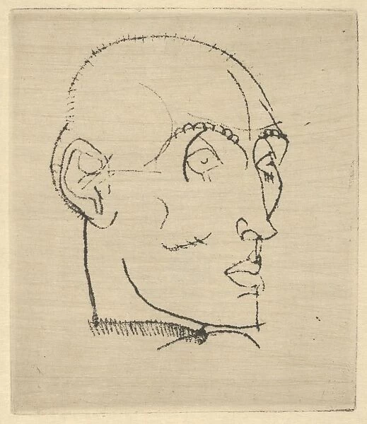 Portrait Man 1914 Drypoint plate 4-7  /  8 inches