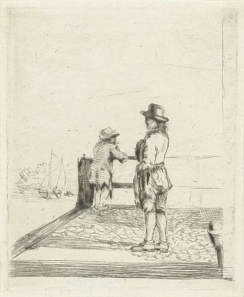Two sailors in the harbor waiting, Louis Bernard Coclers, 1756-1817