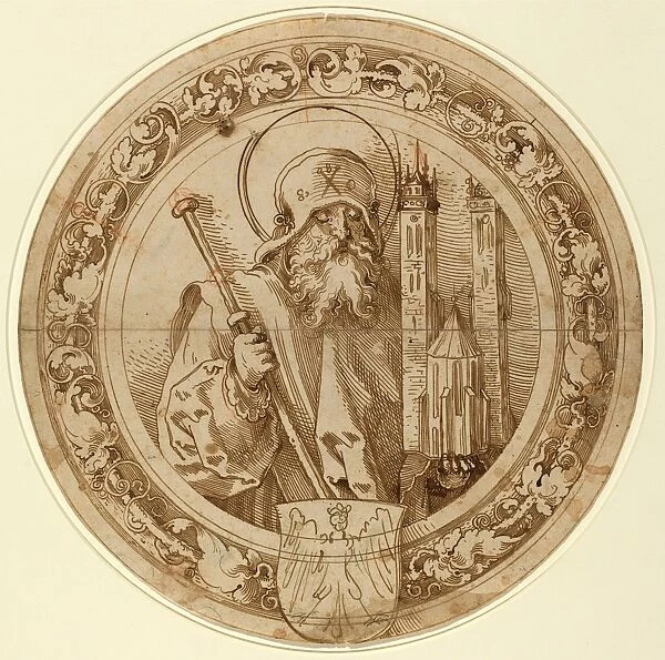 Sebald Beham (German, 1500 - 1550), Saint Sebald Carrying the Model of His Church in Nuremberg