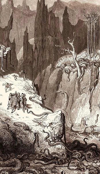 SINBAD AMONGST THE SERPENTS in the valley of Diamonds. BY GUSTAVE DORE. Dore, 1832 - 1883