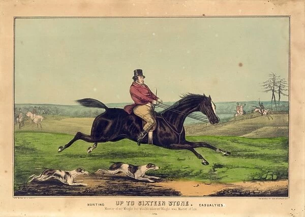 Up to sixteen stone: hunting casualties; N. Currier (Firm), ; New York : Published by N