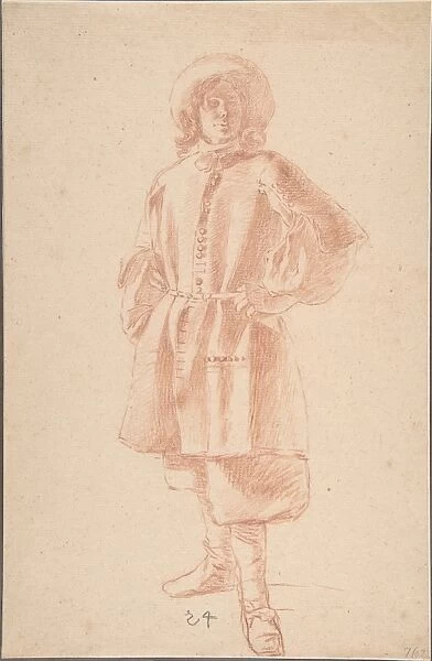 Study Standing Youth 17th century Red chalk sheet