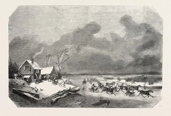 Sweden. Trotting race on a lake in Sweden by Mr. Kiorboe table. engraving 1855