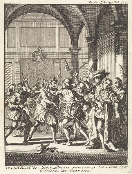 Unsuccessful attempt on Prince William I of Orange Antwerp, 1582, Belgium, Jan Luyken