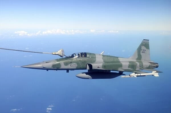 Brazilian Air Force F-5EM fighter during in-flight refuelling