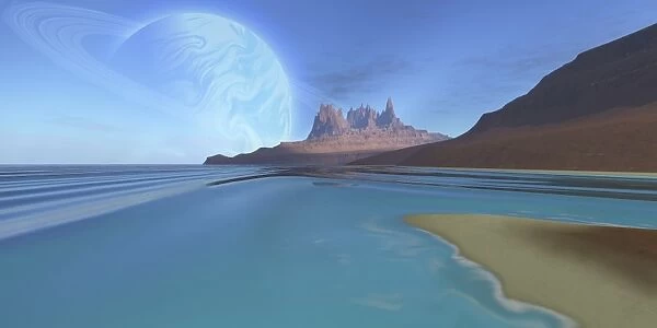 Cosmic seascape on another planet