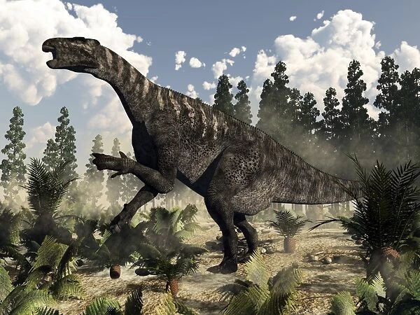Iguanodon dinosaur roaring