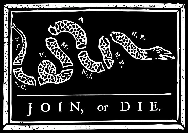 Join or Die political cartoon by Benjamin Franklin