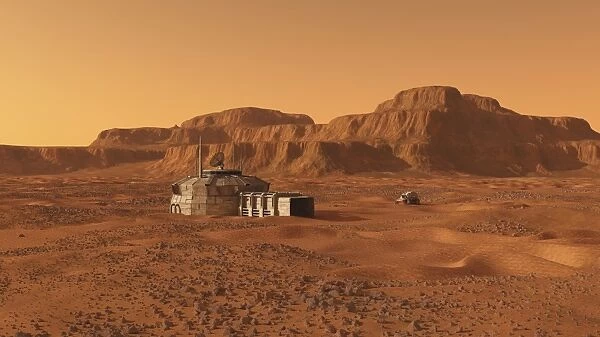 Mars outpost near mesa