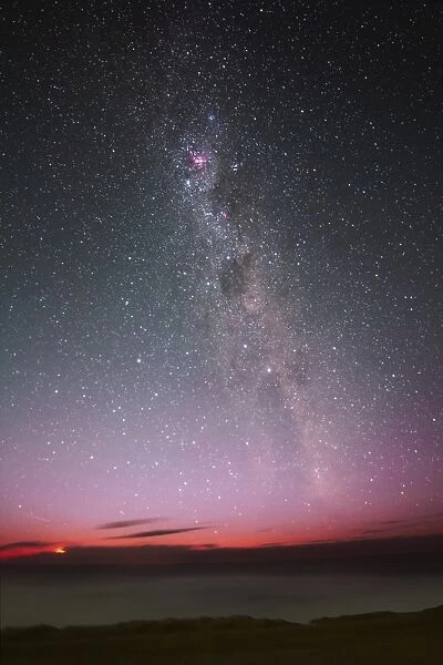 The Milky Way with an aurora, a meteor and lightning