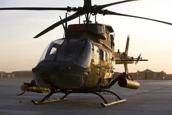 An OH-58D Kiowa during sunset