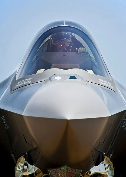 Pilot in the cockpit of a U. S. Air Force F-35 Lightning II