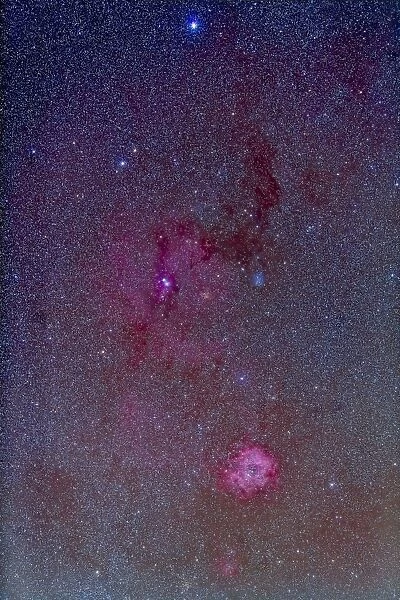 The Rosette Nebula with nebulosity complex in Monoceros