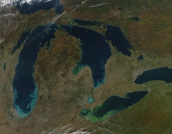Satellite view of the Great Lakes, USA
