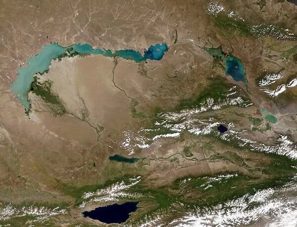 Satellite view of Lake Balkhash in eastern Kazakhstan