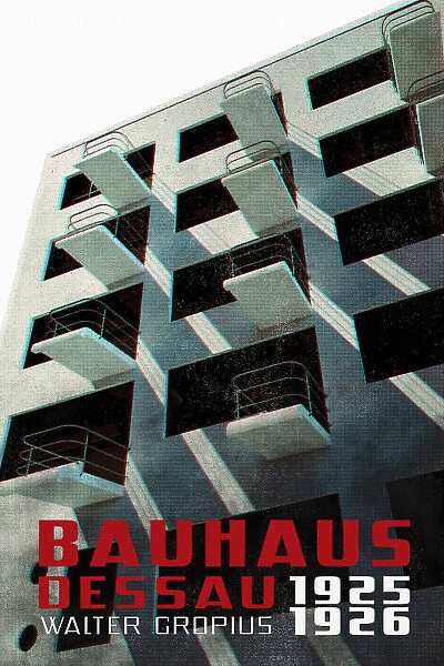 Bauhaus Dessau architecture in vintage magazine style VII