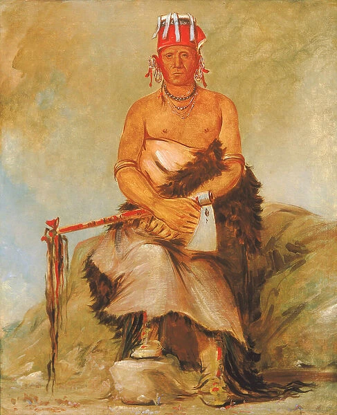 A'h-sha-la-coots-ah, Mole in the Forehead, Chief of the Republican Pawnee, 1832. Creator: George Catlin