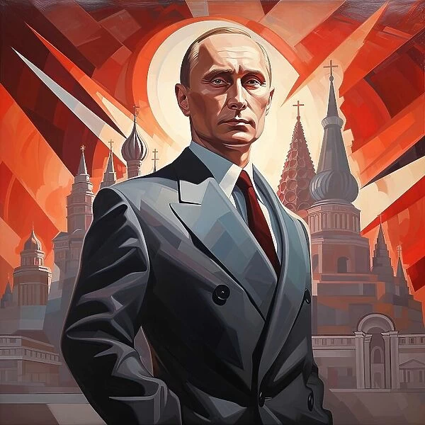 AI IMAGE - Portrait of Vladimir Putin standing in Red Square, Moscow, 2023. Creator: Heritage Images
