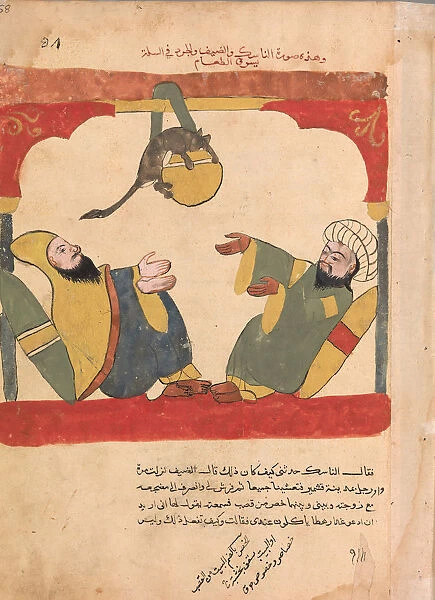 The Ascetic and his Guest with the Mouse Steal the Ascetics Food, Folio from a Kalila