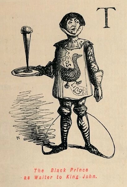 The Black Prince as Waiter to King John, c1860, (c1860). Artist: John Leech