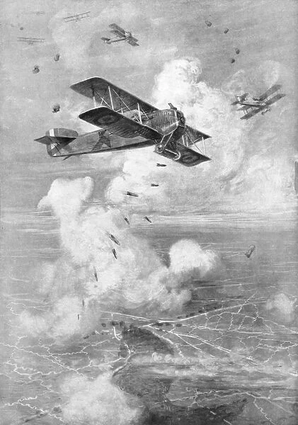 A Breguet French biplane bomber in action, c1917 (1926)