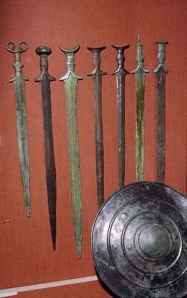 Bronze Swords and Shield from Bavaria. South Germany, 12th-8th century BC