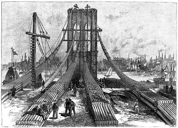 Brooklyn Suspension Bridge, New York, USA: cable anchorage on the Brooklyn shore, 1883