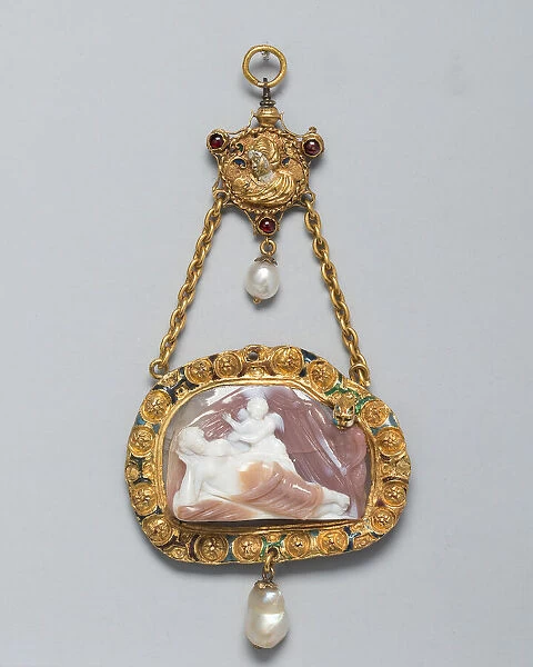 Cameo of Venus and Cupid, Probably a Hat Badge Mounted as a Pendant, Northern Italy