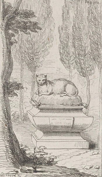 Cat atop a tomb, 1714-52. 1714-52. Creator: Charles-Antoine Coypel