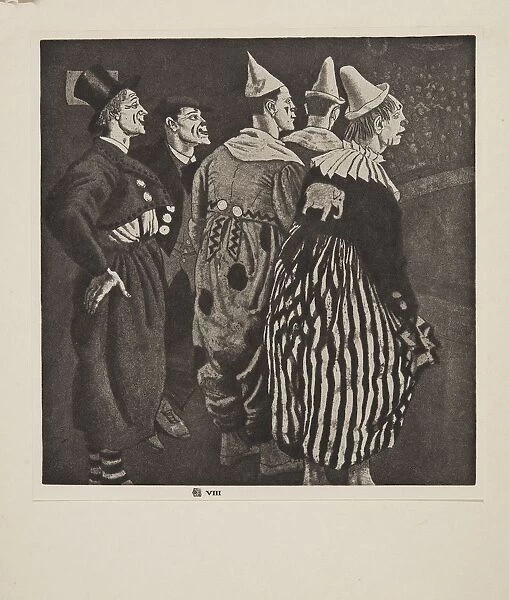 Five Clowns, pub. 1926. Creator: Laura Knight (1877 - 1970)