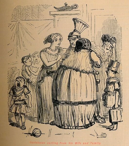 Coriolanus parting from his Wife and Family, 1852. Artist: John Leech
