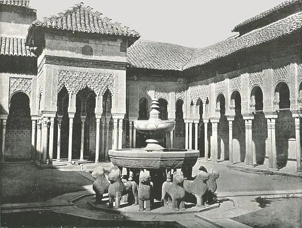 The Court of the Lions, Alhambra, Granada, Spain, 1895. Creator: W &s Ltd