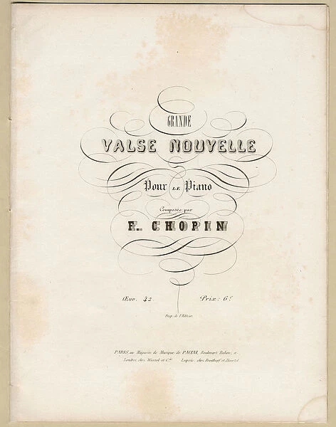 Cover page of first edition of the Grande Valse Nouvelle in A-flat Major, Op. 42, 1840