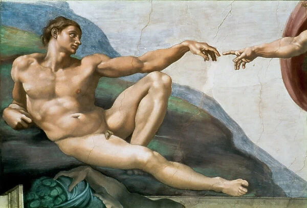The Creation of Adam. Detail (Sistine Chapel ceiling in the Vatican), 1508-1512