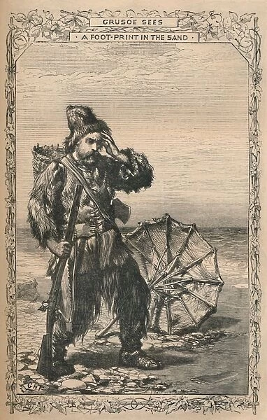 Crusoe Sees a Foot-Print in the Sand, c1870