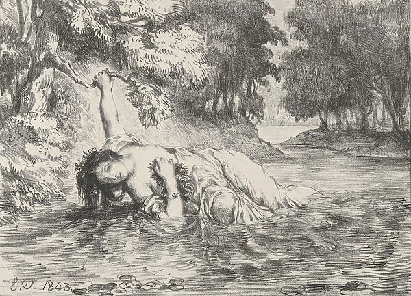 The Death of Ophelia, 1843. 1843. Creator: Eugene Delacroix