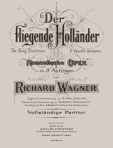 Der fliegende Hollander (The Flying Dutchman), Berlin, Adolph Furstner, ca 1887