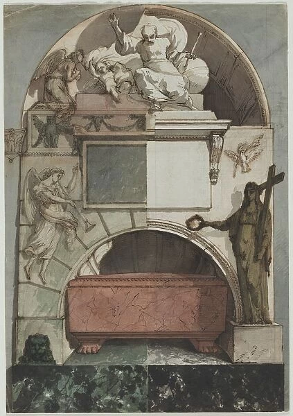 Design for a Fresco of an Artists Tomb in the Certosa of Bologna (recto), c. 1810-1820