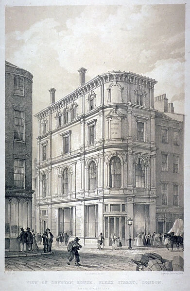 Dunstan House, on the corner of Fleet Street and Whitefriars Street, City of London, c1842