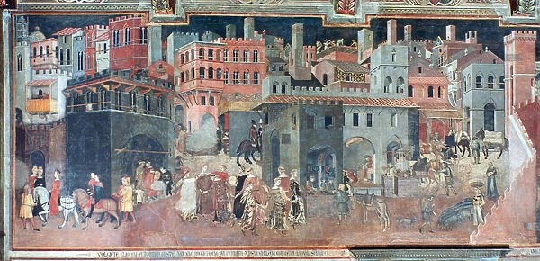 Effects of Good Government on the City Life, (detail), c1330. Artist: Ambrogio Lorenzetti