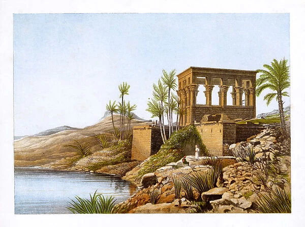 Egyptian temple by the River Nile, Egypt, c1870. Artist: W Dickens